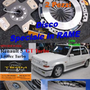 Kit Frizione 2 pezzi Spingidisco Sportivo Rinforzato + Disco in Rame Sinterizzato 4 petali - RENAULT SUPER 5 GT TURBO 1.4  2590 + FN400R