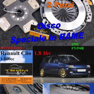 Kit Frizione 2 pezzi Spingidisco Sportivo Rinforzato + Disco in Rame Sinterizzato 4 petali - RENAULT CLIO 1.8 16V  2590 + FN394R