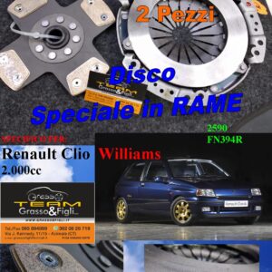 Kit Frizione 2 pezzi Spingidisco Sportivo Rinforzato + Disco in Rame Sinterizzato 4 petali - RENAULT CLIO 2.0 Williams  2590 + FN394R