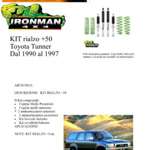 Kit rialzo off road IRONMAN for Toyota Runner dal 1990 al 1997 +5 cm ammortizzatore Molle