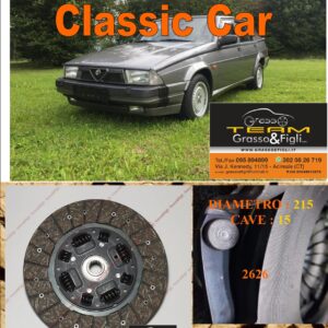 Disco Frizione Organico Alfa Romeo 75  1.8 - 2.0 Turbo Diesel - 2.0 Twin Spark    dal 1985  diametro 215 cave 15  - NUOVA PRODUZIONE 100% MADE IN ITALY - 2626
