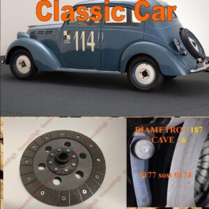 Disco Frizione Organico RIGIDO SENZA PARASTRAPPI Fiat 1100 B / BLR    dal   diametro 187 cave 6  - NUOVA PRODUZIONE 100% MADE IN ITALY - 0177 sost 0174