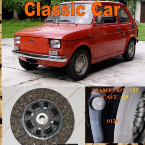 Disco Frizione Organico RIGIDO SENZA PARASTRAPPI  Fiat 126  - 126 Personal   dal 1972 al 1987   diametro 155 cave 20  - NUOVA PRODUZIONE 100% MADE IN ITALY - 0129