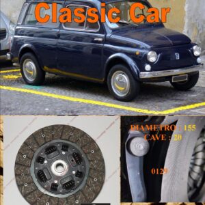 Disco Frizione Organico RIGIDO SENZA PARASTRAPPI  Autobianchi Giardiniera 500   dal  diametro 155 cave 20  - NUOVA PRODUZIONE 100% MADE IN ITALY - 0129