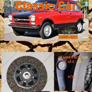 Disco Frizione Organico  AUTOBIANCHI A112  1.0 - ABARTH 43kw  dal 1971 > 1975      diametro 160 cave 20  - NUOVA PRODUZIONE 100% MADE IN ITALY - 0736