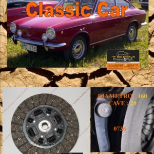 Disco Frizione Organico  FIAT 850 Coupe      diametro 160 cave 20  - NUOVA PRODUZIONE 100% MADE IN ITALY - 0736