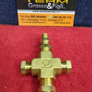 Raccordo ingresso Olio 4 Vie - Innesti 1/8" NPT e Riduzioni 1/4" per Strumentazioni Pressione e Temperatura Olio