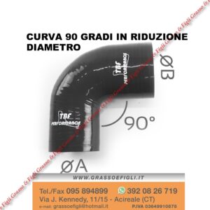 Curva 90° Gradi in Riduzione Silicone 5 Tele Diametro Ingresso e Uscita a Scelta da  20 a  90 -  Tubo Manicotto Intercooler Turbo Olio Acqua