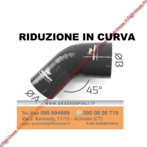 Curva 45° Gradi in Riduzione Silicone 5 Tele Diametro Ingresso e Uscita a Scelta da  35 a  80 -  Tubo Manicotto Intercooler Turbo Olio Acqua