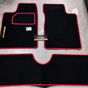 Set Tappeti Auto Renault 19 16V -  Moquette Nero con Bordo Rosso e Rinforzo Battitacco e Velcro di fissaggio ricamato