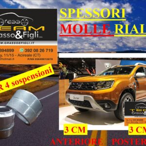 Kit 4 Spessori Molle DACIA DUSTER 2WD + 4X4 2018 > 2024 Completo Anteriore Posteriore Spessori Rialzo 3cm LA07 LA07